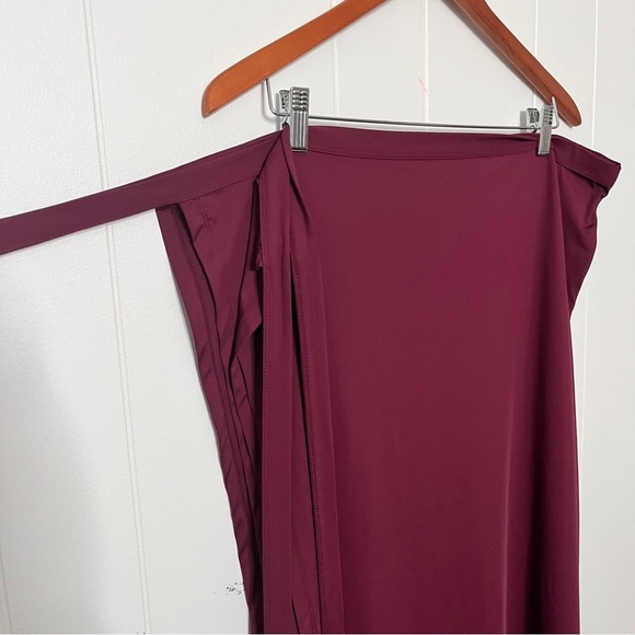 Wrap Pants Jersey Knit Tie Waist Wide Leg Maroon Women's Size XL - Picture 5 of 7